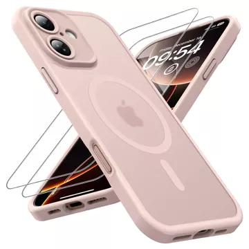 3w1 Zestaw Etui Hybrydowe + Szkło hartowane do Apple iPhone 16 obudowa ochronna Hybrydowe MagSafe z ochroną obiektywu case na telefon Alogy 3in1 Case Pack Różowe