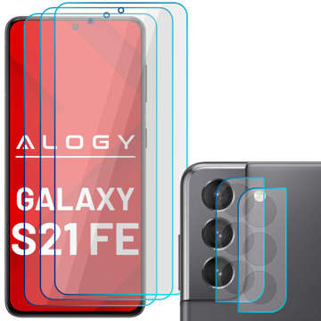 3x Szkło hartowane 9H na ekran + 2x Szkło na obiektyw kamerę Alogy Glass Pack do Galaxy S21 FE