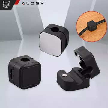 6x Uchwyt magnetyczny na kable Alogy Magnetic Cable Holder 6-pack organizacja kabli do biurka szafki ściany Czarne