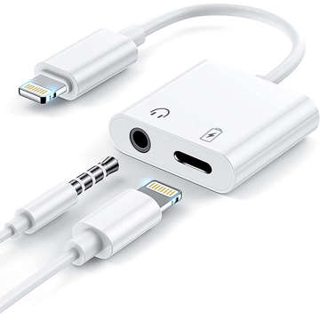 Adapter 2w1 Przejściówka Alogy Lightning Mini Jack 3.5mm Audio Biały