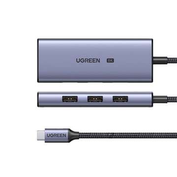 Adapter 4w1 UGREEN CM500 Hub USB-C do 3x USB 3.0 + HDMI2.1 8K (szary)