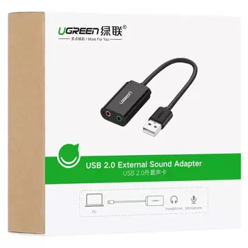 Adapter UGREEN zewnętrzna karta dźwiękowa muzyczna USB - 3,5 mm mini jack 15cm czarny (30724)