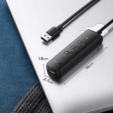 Adapter przejściówka 4w1 HUB UGREEN USB do 4x USB 3.0 Czarny
