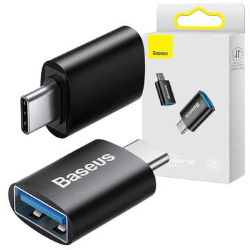 Adapter przejściówka Baseus Mini OTG Adaptor USB-A do USB-C Typ C Czarny