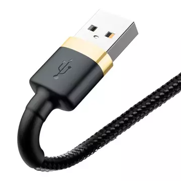 Baseus Cafule Cable wytrzymały nylonowy kabel przewód USB / Lightning QC3.0 1.5A 2M czarno-złoty (CALKLF-CV1)