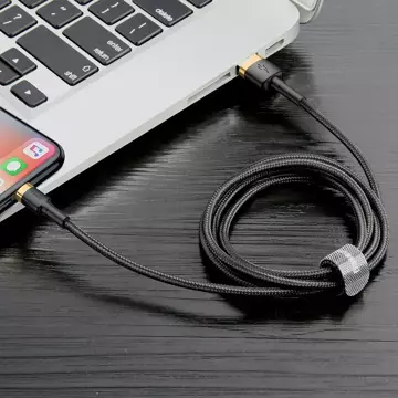 Baseus Cafule Cable wytrzymały nylonowy kabel przewód USB / Lightning QC3.0 1.5A 2M czarno-złoty (CALKLF-CV1)