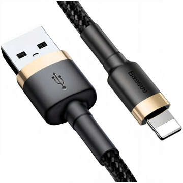 Baseus Cafule Cable wytrzymały nylonowy kabel przewód USB / Lightning QC3.0 2.4A 1M czarno-złoty (CALKLF-BV1)