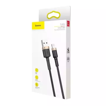 Baseus Cafule Cable wytrzymały nylonowy kabel przewód USB / Lightning QC3.0 2.4A 1M czarno-złoty (CALKLF-BV1)