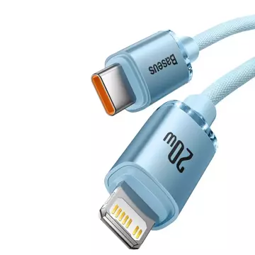 Baseus Crystal Shine Series kabel USB Typ C - Lightning szybkie ładowanie Power Delivery 20W 1,2m niebieski (CAJY001303)