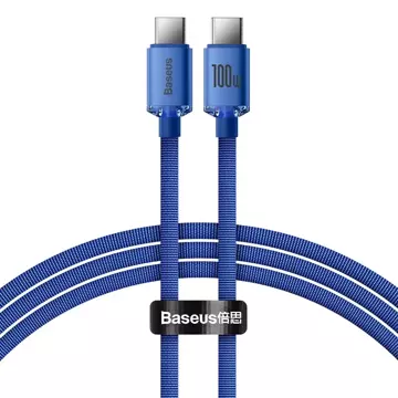 Baseus Crystal Shine Series kabel przewód USB do szybkiego ładowania i transferu danych USB Typ C - USB Typ C 100W 1,2m niebieski (CAJY000603)