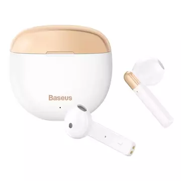 Baseus Encok W2 wodoodporne IPX4 bezprzewodowe słuchawki Bluetooth 5.0 TWS biały (NGW2-02)