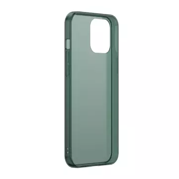 Baseus Frosted Glass Case Sztywne etui z elastyczną ramką iPhone 12 Pro Max Ciemnozielony (WIAPIPH67N-WS06)