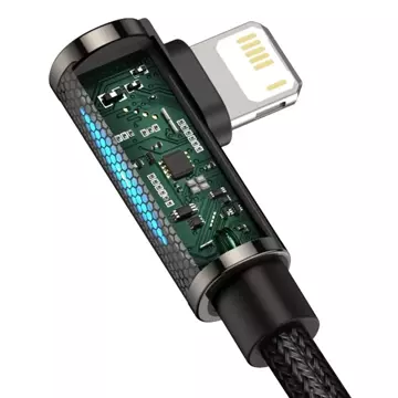 Baseus Legendary kątowy nylonowy kabel przewód USB - Lightning dla graczy 2,4A 2m czarny (CALCS-A01)