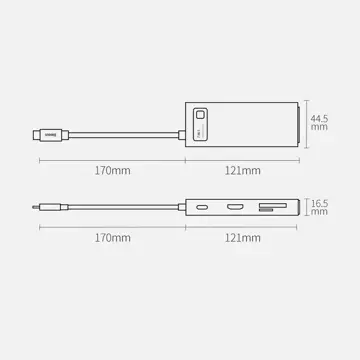 Baseus Metal Gleam Series multifunkcjonalny HUB USB 7w1 Typ C HDMI czytnik kart TF PD szary (WKWG020113) 