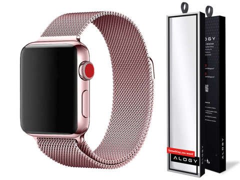 Bransoleta Milanese pasek Alogy do Apple Watch 38/40/41mm różowa