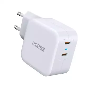 Choetech szybka ładowarka sieciowa 2x USB Typ C Power Delivery 40W 3A biały (PD6009-EU)