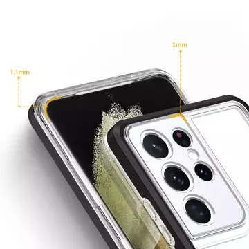 Clear 3in1 etui do Samsung Galaxy S22 Ultra żelowy pokrowiec z ramką czarny