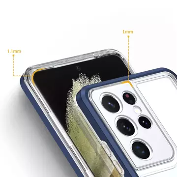 Clear 3in1 etui do Samsung Galaxy S22 Ultra żelowy pokrowiec z ramką niebieski