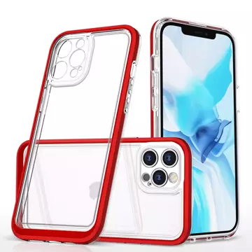 Clear 3in1 etui do iPhone 12 Pro żelowy pokrowiec z ramką czerwony