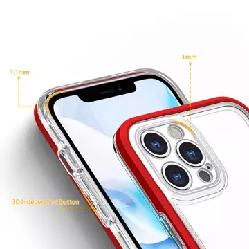 Clear 3in1 etui do iPhone 12 Pro żelowy pokrowiec z ramką czerwony