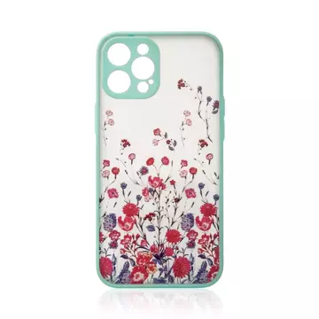 Design Case etui do iPhone 12 pokrowiec w kwiaty jasnoniebieski