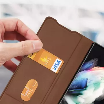 Dux Ducis Bril etui Samsung Galaxy Z Fold 3 pokrowiec z klapką portfel na kartę podstawka brązowe