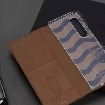 Dux Ducis Bril etui Samsung Galaxy Z Fold 3 pokrowiec z klapką portfel na kartę podstawka brązowe