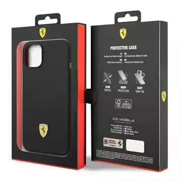 Eti na telefon Ferrari FEHCP14SSIBBK do Apple iPhone 14 6,1" czarny/black hardcase Silicone Metal Logo