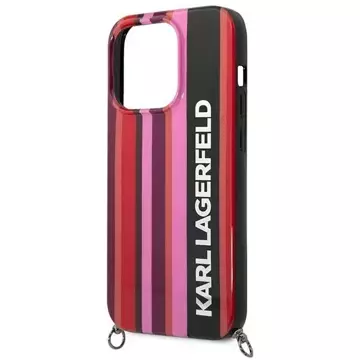 Eti na telefon Karl Lagerfeld KLHCP14XSTSTP do Apple iPhone 14 Pro Max 6,7" hardcase różowy/pink Color Stripes Strap