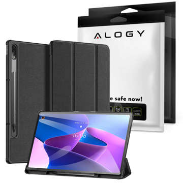 Etui Alogy Book Cover Case do Lenovo Tab P12 Pro 12.6" TB-Q706F, TB-Q706L Czarny + Szkło