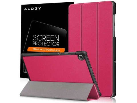 Etui Alogy Book Cover do Lenovo M10 Gen 2 TB-X306 Różowe + Szkło