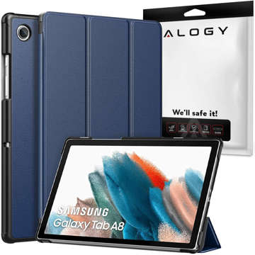 Etui Alogy Book Cover do Samsung Galaxy Tab A8 2021 SM-X200/SM-X205 Granatowy + Szkło