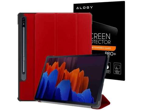 Etui Alogy Book Cover do Samsung Galaxy Tab S7 Plus 12.4 T970/T976 Czerwone + Szkło