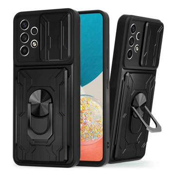 Etui Alogy Camshield Ring Wallet Case z osłonką na aparat i portfelem do Samsung Galaxy A53 Black + Szkło