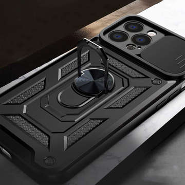 Etui Alogy Camshield Stand Ring z osłonką na aparat do Apple iPhone 13 Pro Max + Szkło