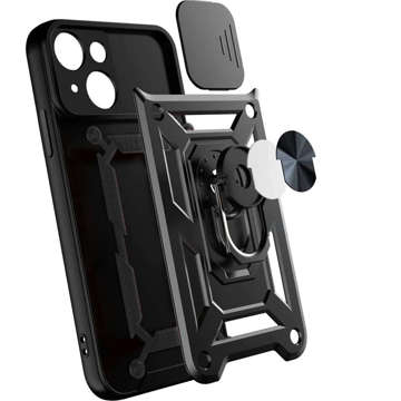 Etui Alogy Camshield Stand Ring z osłonką na aparat do Apple iPhone 13 + Szkło