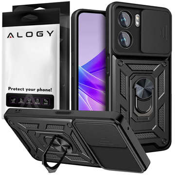 Etui Alogy Camshield Stand Ring z osłonką na aparat do Oppo A57 5G / A77 5G + Szkło