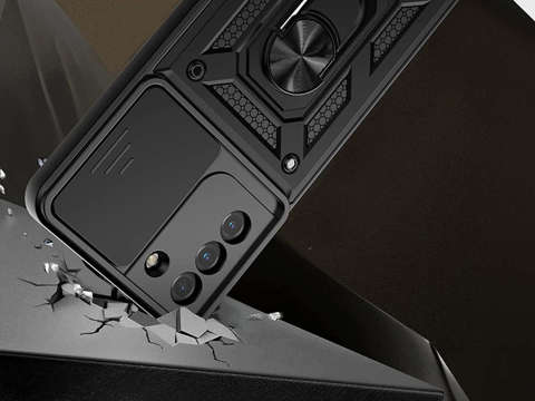 Etui Alogy Camshield Stand Ring z osłonką na aparat do Samsung Galaxy S21 FE + Szkło Alogy FG