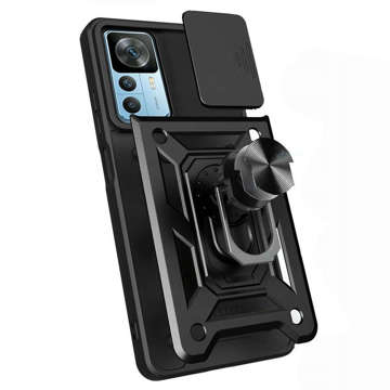 Etui Alogy Camshield Stand Ring z osłonką na aparat do Xiaomi 12T / 12T Pro pancerne czarne