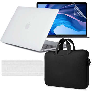 Etui Alogy Hard Case mat do Apple MacBook Air 13 M1 2021 Biały + Folia na ekran + Nakładka na klawiaturę + Torba