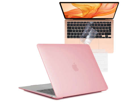 Etui Alogy Hard Case mat do Apple MacBook Air 13 M1 2021 Różowy + Nakładka na klawiaturę