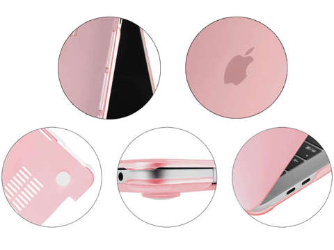 Etui Alogy Hard Case mat do Apple MacBook Pro 13 M1 2021 Różowy + Folia + Nakładka na klawiaturę + Torba neopren