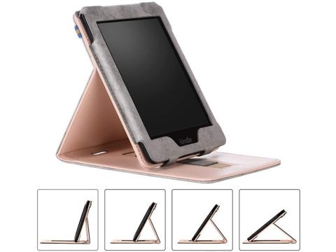 Etui Alogy Slim Leather do Kindle Paperwhite 4 2018/2019 Szare + Folia