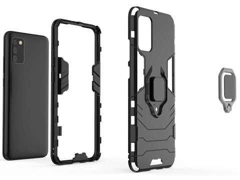 Etui Alogy Stand Ring Armor do Samsung Galaxy A02s/ A03s 164mm czarne + Szkło