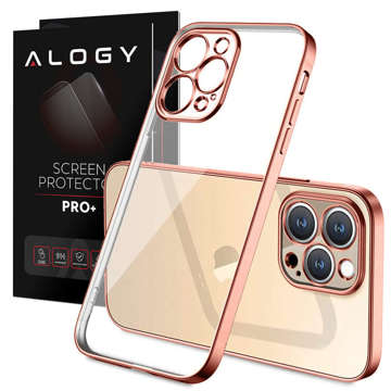 Etui Alogy TPU Luxury Case z osłonką na aparat do Apple iPhone 13 Pro różowo-przezroczyste + Szkło