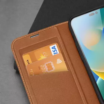 Etui Dux Ducis Skin X2 do iPhone 14 Pro Max pokrowiec z magnetyczną klapką brązowy