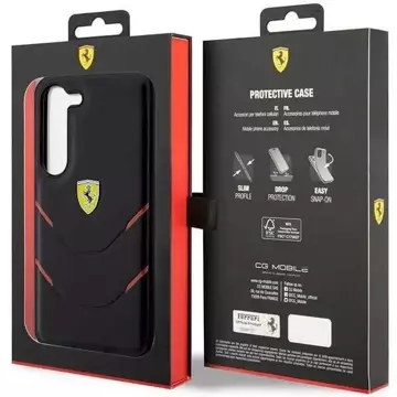 Etui Ferrari do Samsung Galaxy S23 HardCase Hot Stamp Lines czarny