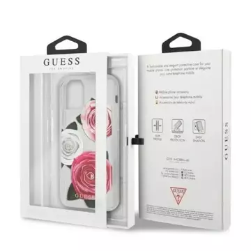 Etui Guess GUHCN58ROSTRT do Apple iPhone 11 Pro transparent hardcase Flower Desire Pink & White Rose