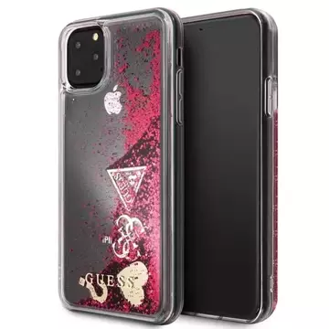 Etui Guess GUHCN65GLHFLRA do iPhone 11 Pro Max raspberry hard case Glitter Hearts