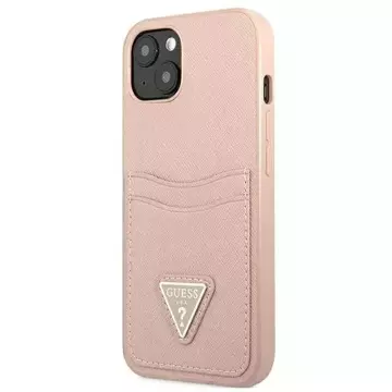 Etui Guess GUHCP13MPSATPP do Apple iPhone 13 6,1" różowy/pink hardcase SaffianoTriangle Logo Cardslot